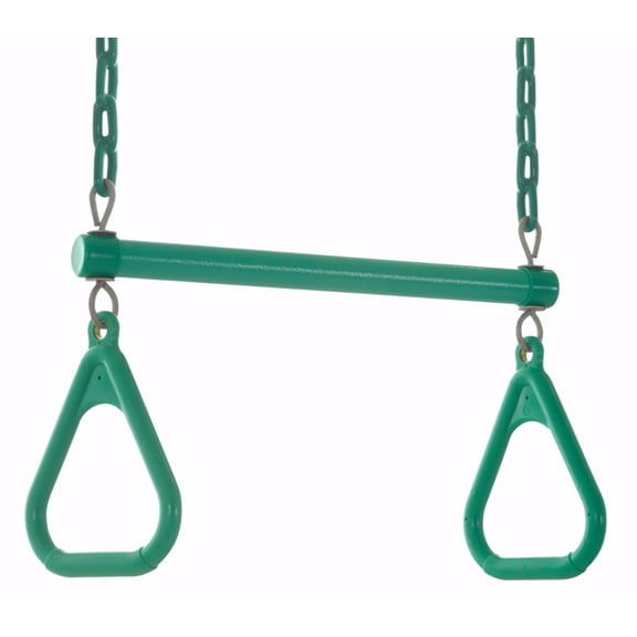 Machrus Swingan Trapeze Swing Bar with Vinyl Coated Chain - Fully Assembled - Green