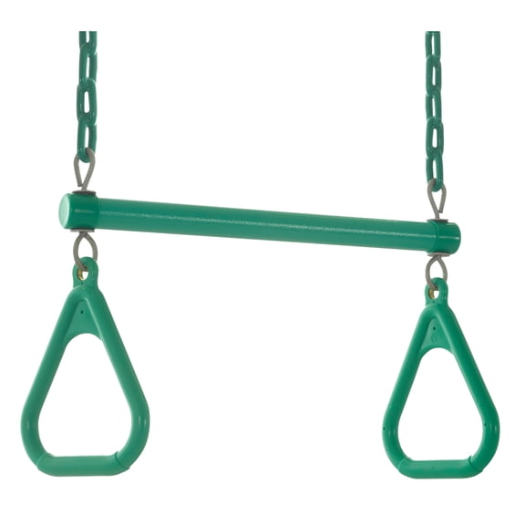Machrus Swingan Trapeze Swing Bar with Vinyl Coated Chain - Fully Assembled - Green