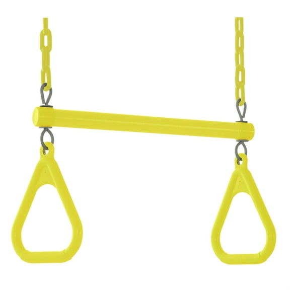 Machrus Swingan Trapeze Swing Bar with Vinyl Coated Chain - Fully Assembled - Yellow