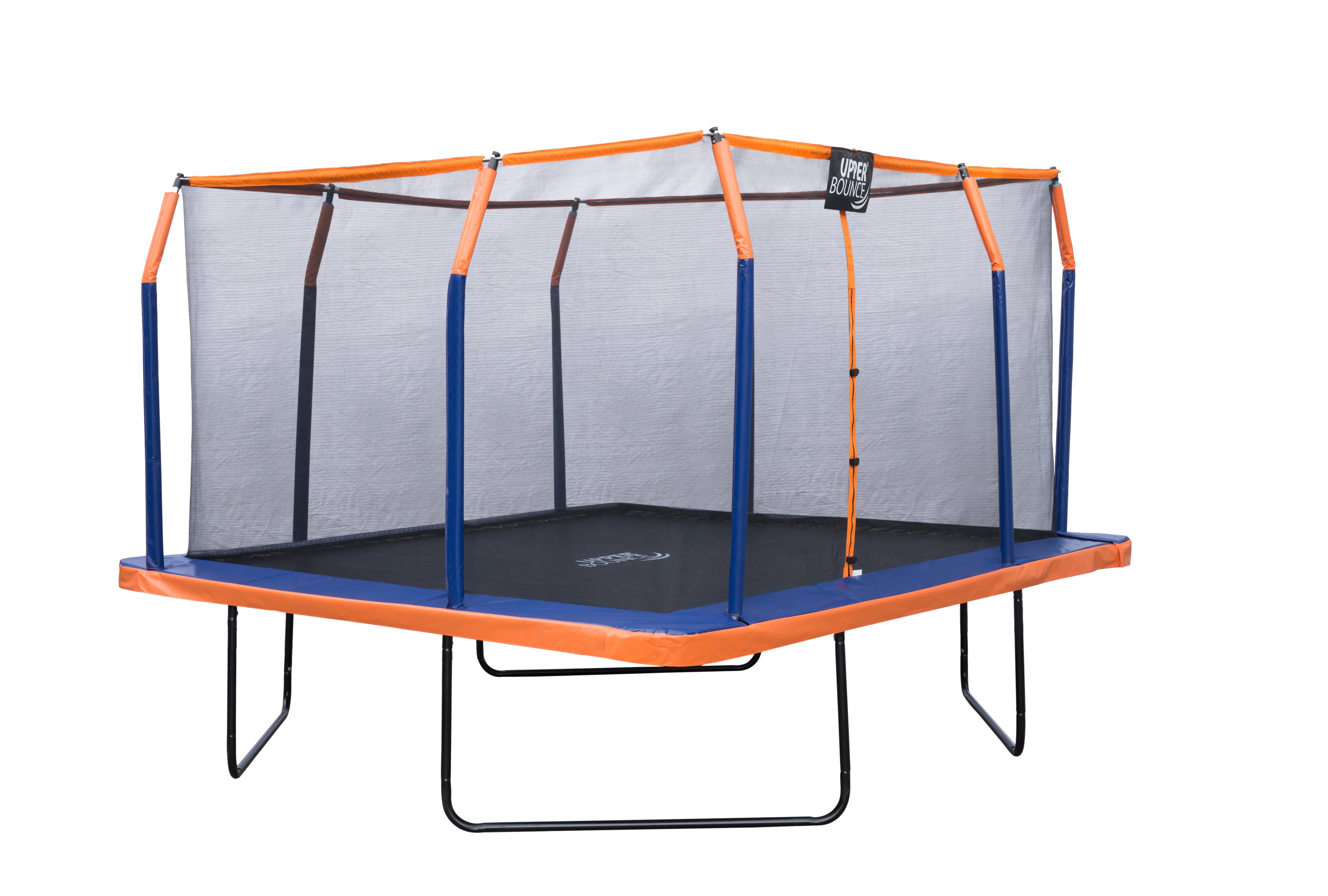 12' Orange Square Trampoline with Premium Enclosure and Safety Pad