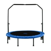 Machrus Upper Bounce 48" Mini Trampoline with Adjustable Handbar – Round Foldable Rebounder Fitness Trampoline for Kids & Adults