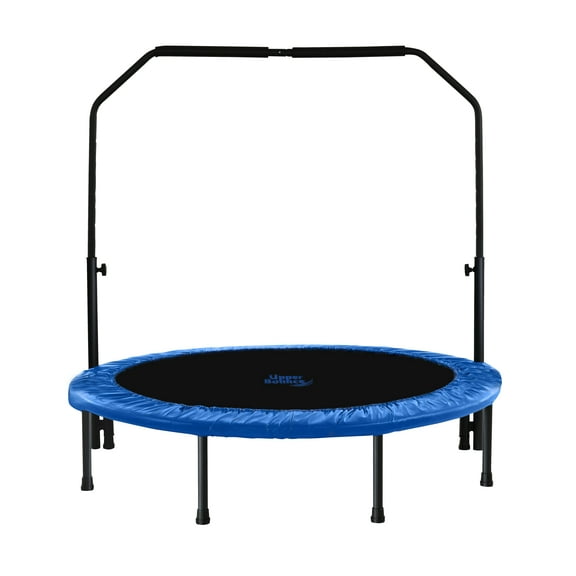Machrus Upper Bounce 48" Mini Trampoline with Adjustable Handbar – Round Foldable Rebounder Fitness Trampoline for Kids & Adults