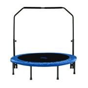 Machrus Upper Bounce 48" Mini Trampoline with Adjustable Handbar   Round Foldable Rebounder Fitness Trampoline for Kids & Adults