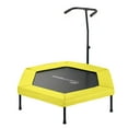 thumbnail image 1 of Machrus Upper Bounce 50" Mini Trampoline with Adjustable T-Shaped Handrail – Hexagonal Rebounder Fitness Trampoline for Kids & Adults- Yellow, 1 of 6