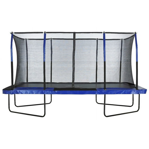 Machrus Upper Bounce 8' x 14' Rectangular Trampoline with Enclosure – Safe Indoor/Outdoor Trampoline for Kids, Toddlers & Adults – Fun & Fitness Trampoline – Blue/Black