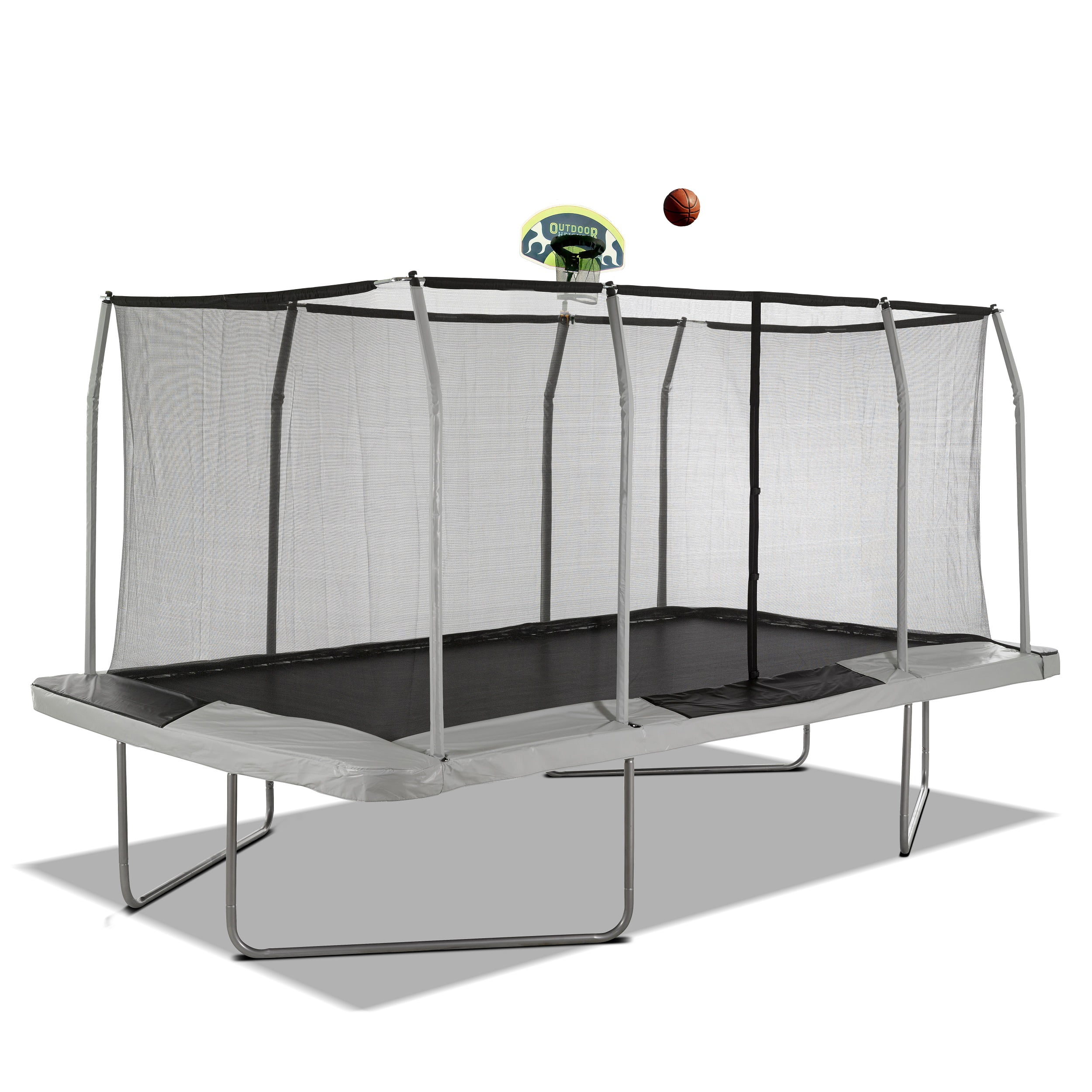 Rectangle Trampoline With Basketball Hoop
