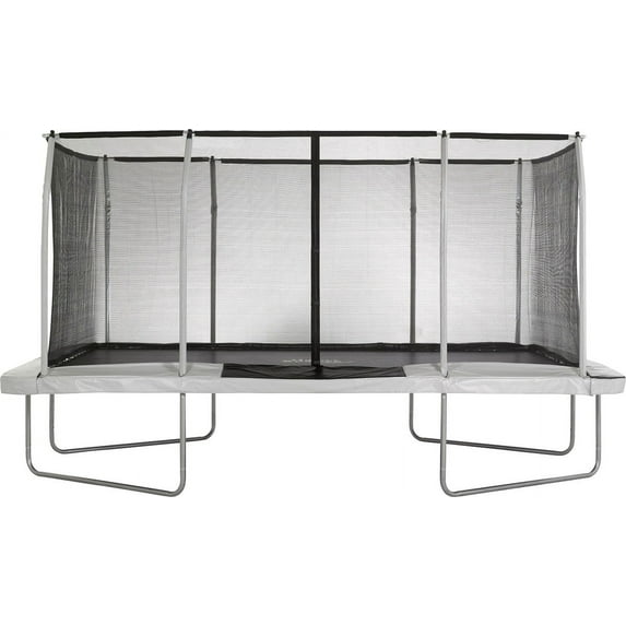 Machrus Upper Bounce 9' x 15' Rectangle Trampoline with Enclosure – Gymnastics-Style Trampoline for Kids, Toddler Trampoline Indoor, and Trampoline for Adults – Beige/Black