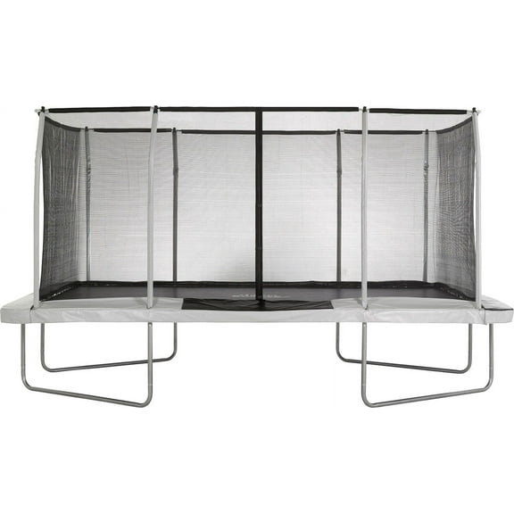 Machrus Upper Bounce 9' x 15' Rectangle Trampoline with Enclosure – Gymnastics-Style Trampoline for Kids, Toddler Trampoline Indoor, and Trampoline for Adults – Beige/Black