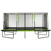 Machrus Upper Bounce - Mega 10 X 17 Gymnastics Style, Rectangular Trampoline Set with Premium Top-Ring Enclosure System - Green/Black