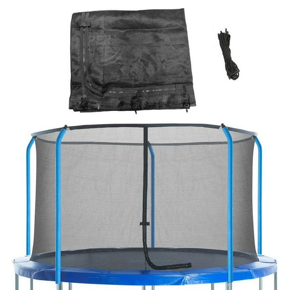 Machrus Upper Bounce Net - Trampoline Safety Net Fits 15 ft Round Trampolines using 5 Curved Poles - Breathable UV and Weather-Resistant Net Replacement for Top Ring Frame - Black