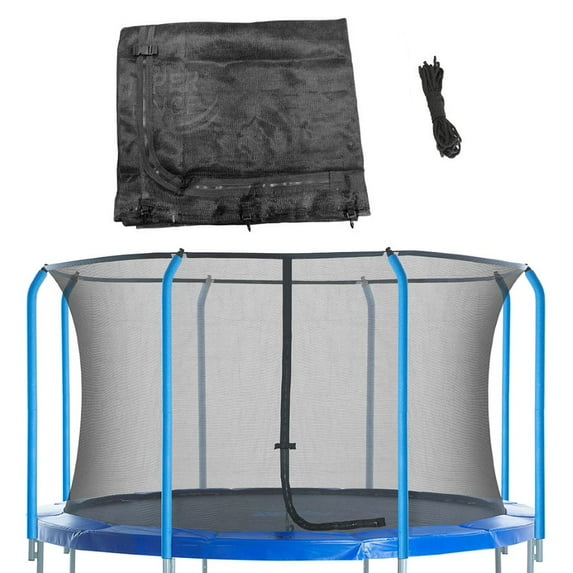 Machrus Upper Bounce Net - Trampoline Safety Net Fits 17 ft Round Trampolines using 8 Curved Poles - Breathable UV and Weather-Resistant Net Replacement for Top Ring Frame - Black