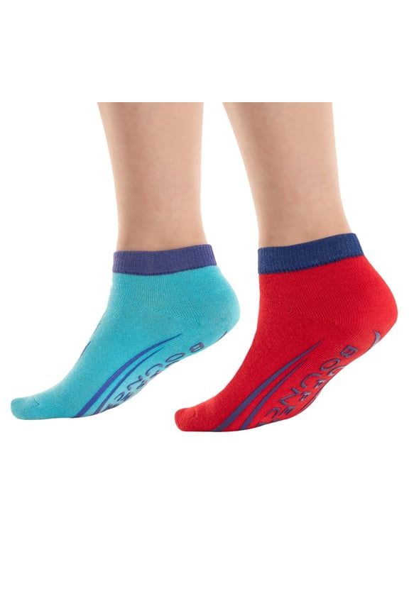 Machrus Upper Bounce Non-Slip Trampoline Ankle Socks - Twin Pack Red/Blue for Kids: Ages 3 to 6 Years