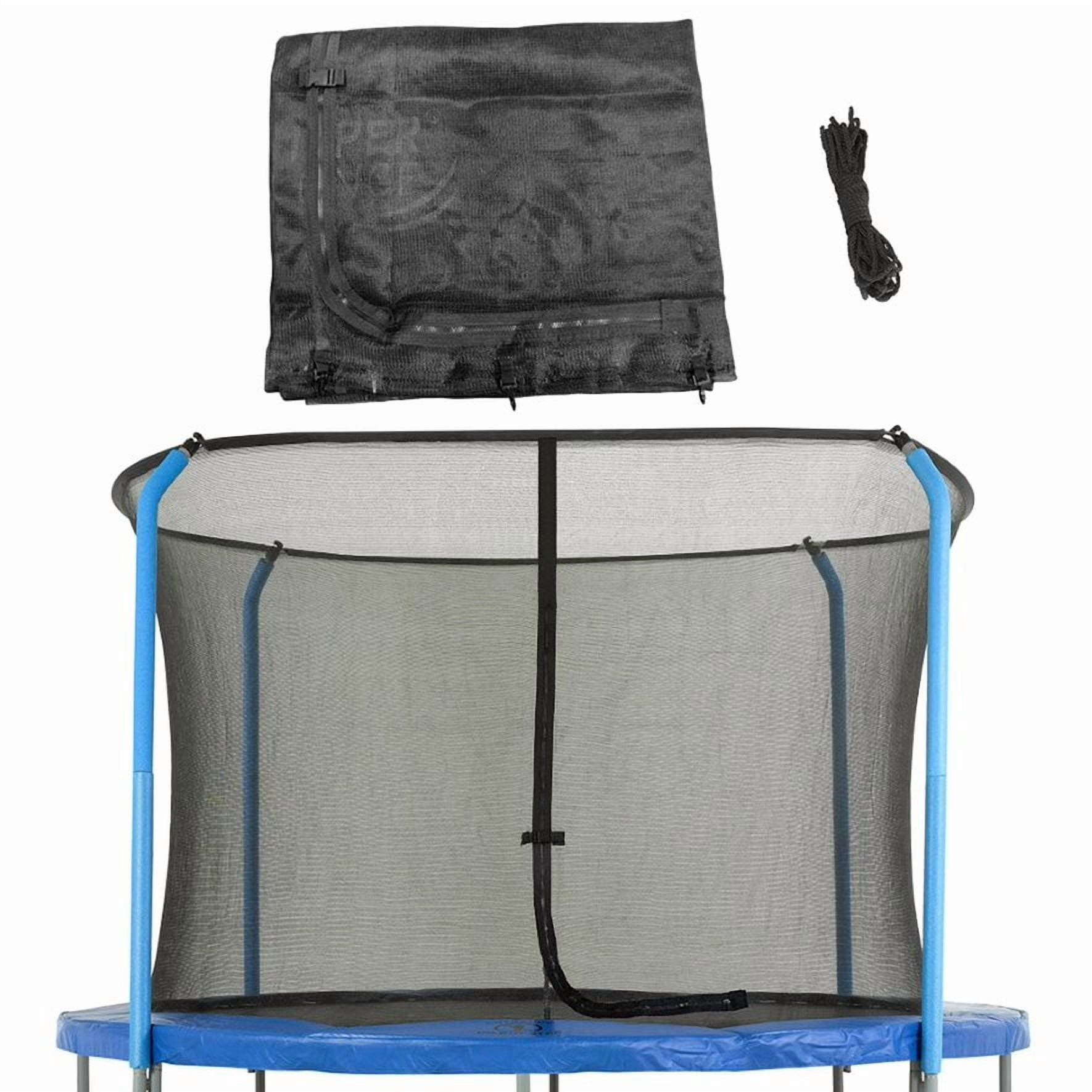 Machrus Upper Bounce Trampoline Net - Safety Net for 14 ft Round Trampolines with 4 Curved Poles & Top Ring Frame - UV & Weather-Resistant Trampoline Netting Replacement - Black