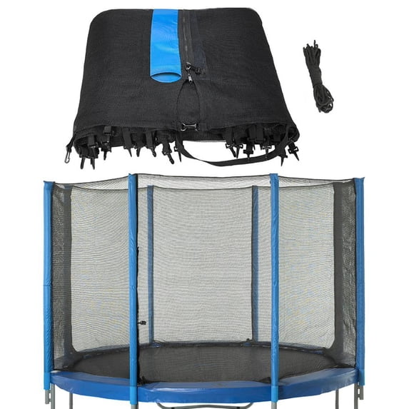 Machrus Upper Bounce Trampoline Net - Trampoline Safety Net Fits 10 ft Round Trampoline using 8 Straight poles - Breathable UV and Weather-Resistant Trampoline Net Replacement