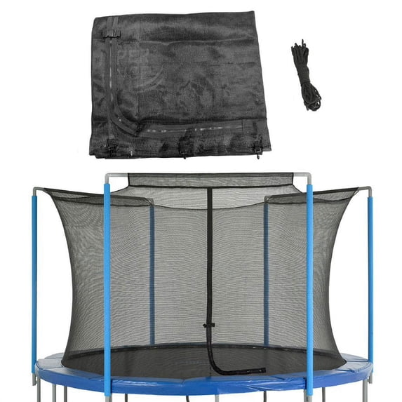 Machrus Upper Bounce Trampoline Net - Trampoline Safety Net Fits 12 ft Round Trampolines using 3 Arches - Breathable UV and Weather-Resistant Net Replacement for Top Sleeves