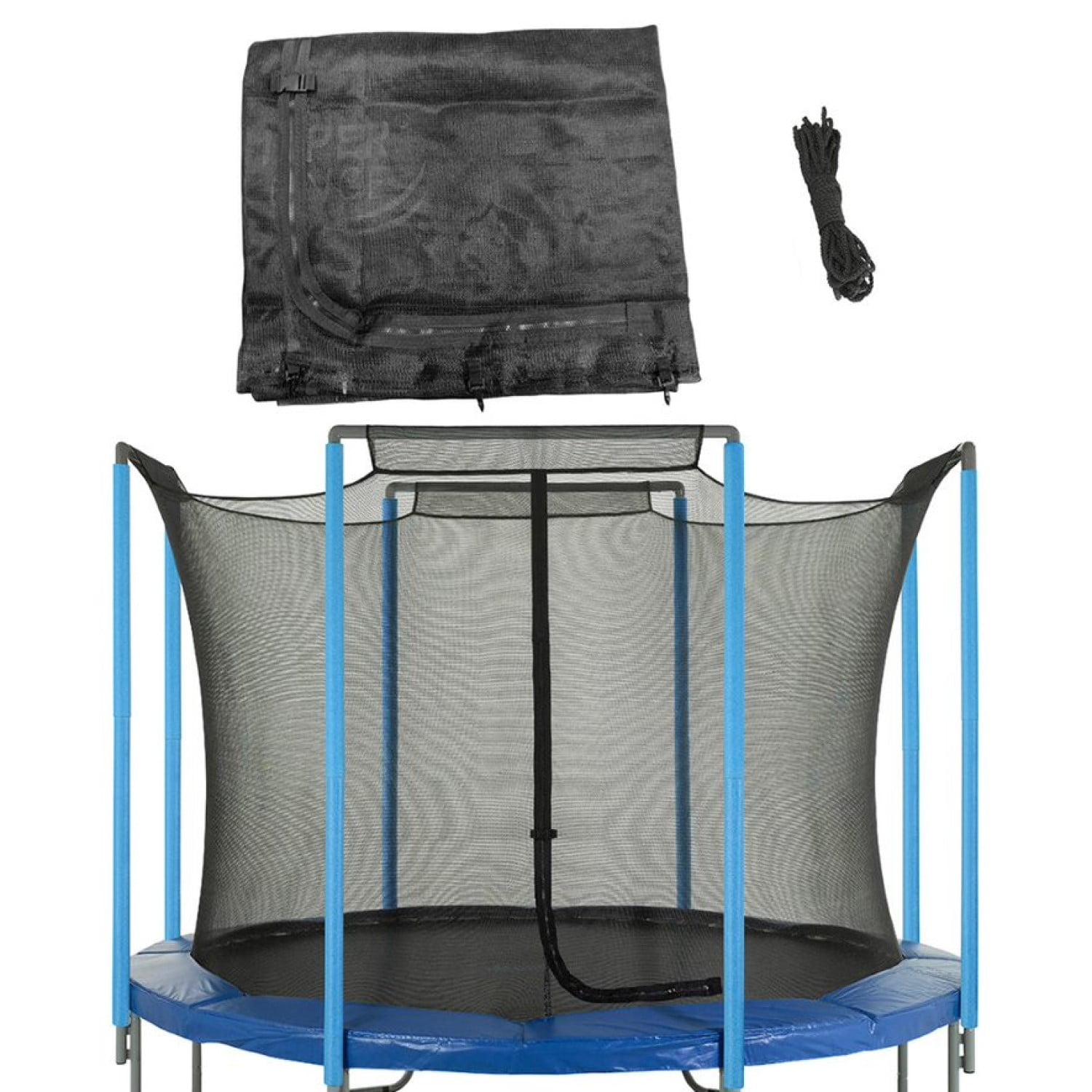 Machrus Upper Bounce Trampoline Net - Trampoline Safety Net Fits 12 ft Round Trampolines using 4 Arches - Breathable UV and Weather-Resistant Trampoline Net Replacement with Top Sleeves