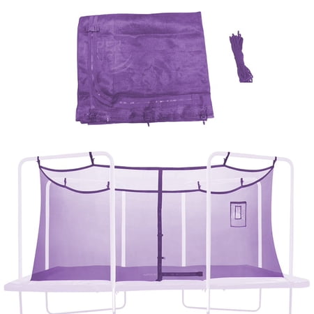 Machrus Upper Bounce Trampoline Net - Trampoline Safety Net Fits 13 x 13 ft Square Trampolines using 4 Arches - Net Replacement with Smartphone/Tablet Pouch for Selfie and Livestream -Purple