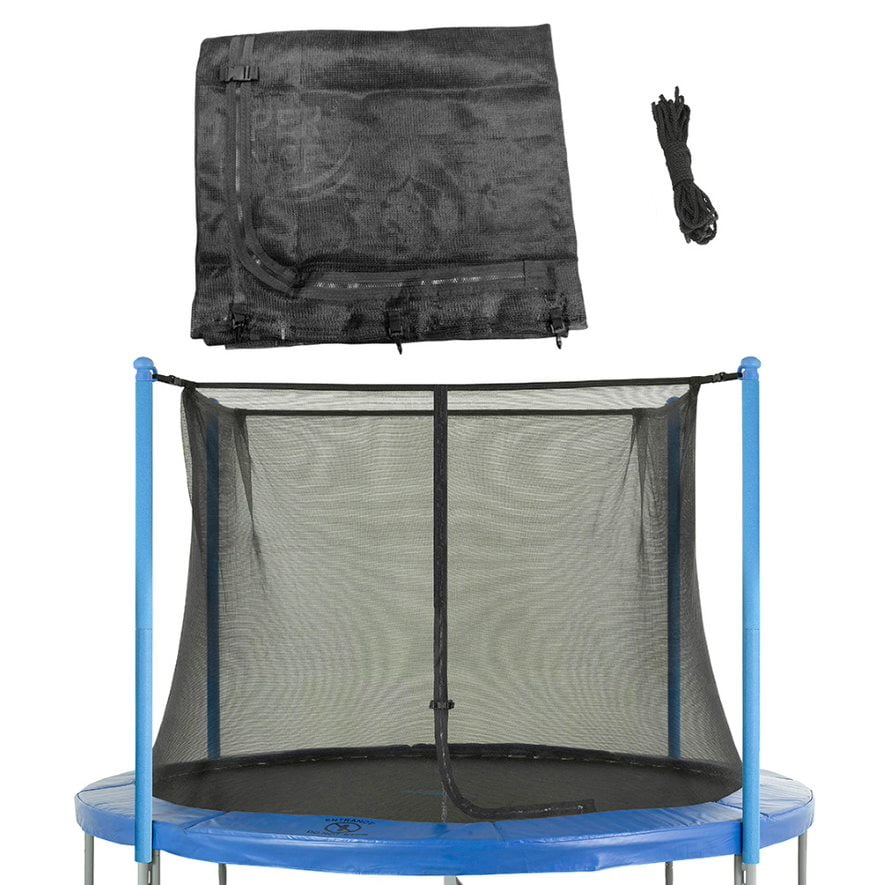 Machrus Upper Bounce Trampoline Safety Enclosure Net Fits 12 FT Round Frame Using 6 Poles or 3 Arches Adjustable Straps Net Only