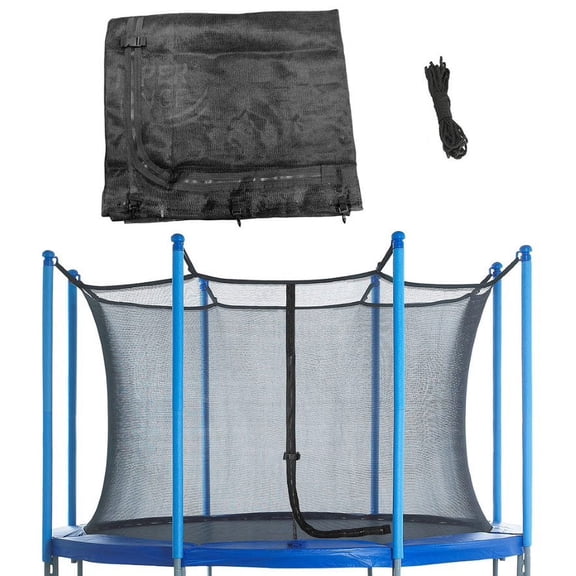 Machrus Upper Bounce Trampoline Safety Enclosure Net, Fits 15 FT Round Frame, Using 8 Poles (or 4 Arches) - Adjustable Straps - Net Only