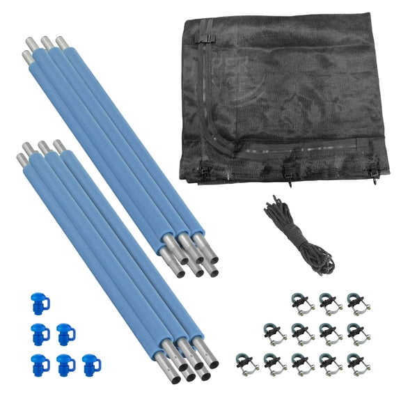 Machrus Upper Bounce Trampoline Safety Enclosure Set including Trampoline Net, 6 Trampoline Poles, Caps, Trampoline Pole Foam Sleeves - For 10ft Round Trampoline Frame - Installs Inside the Frame