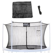 Machrus Upper Bounce Trampoline Safety Net Fits 12 ft Round Trampolines using 6 Poles or 3 Arches with Adjustable Straps - Net with Smartphone/Tablet Pouch for Selfies and Livestream - Black