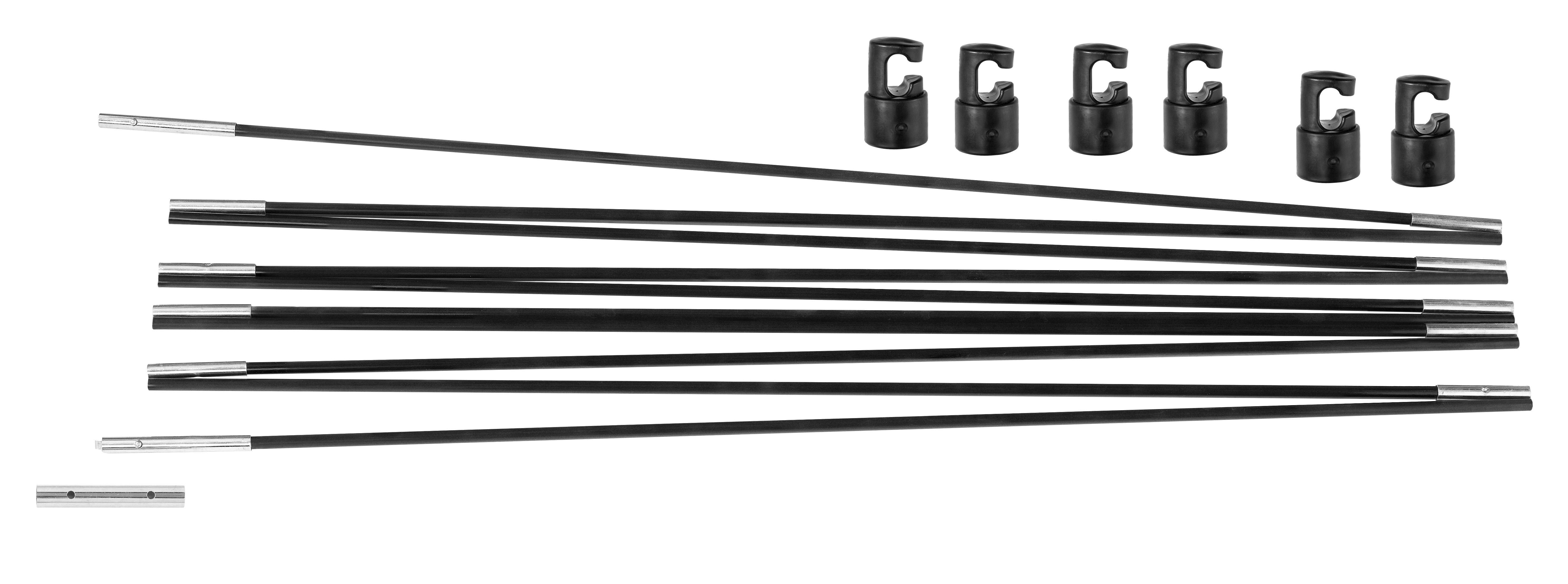 Machrus Upper Bounce Universal Trampoline Fiber Glass Rods To Replace Top Ring Of Net Enclosure For 15' Frame - 8 Pole Caps Included