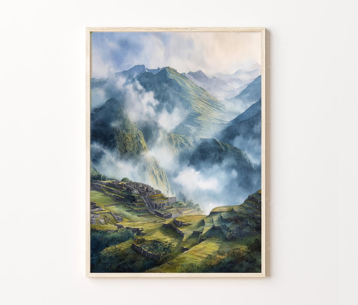 Andes Flashcard Machu Picchu Peru Andes Mountains Wall Art Print, Ancient Mountain Home ...
