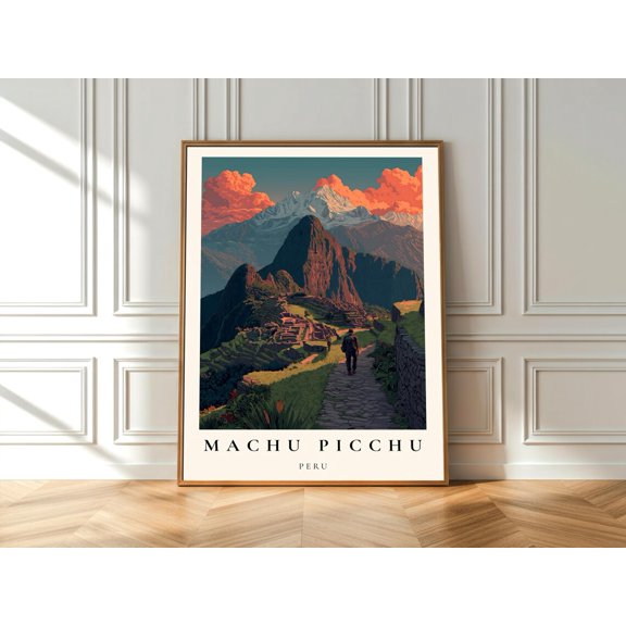 Machu Picchu Peru Travel Inca Ruins Mountain Landscape Wall Art, Unframed Paper Print