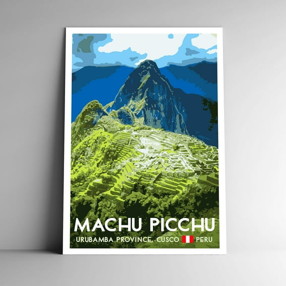 Machu Picchu Peru Vintage Travel Poster / Postcard WPA Style Retro Inca Incan