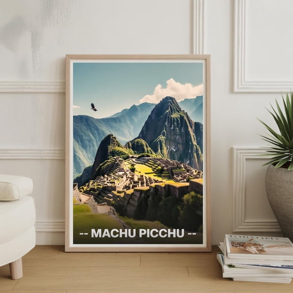 Machu Picchu Travel Poster, Peru Landscape Wall Art, Adventure Decor, South America Travel Gift , Poster Print Only