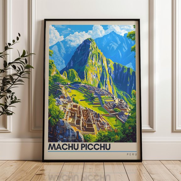 Machu Picchu Travel Print Vibrant Peru Wall Art, Unframed Paper Poster 8x10in