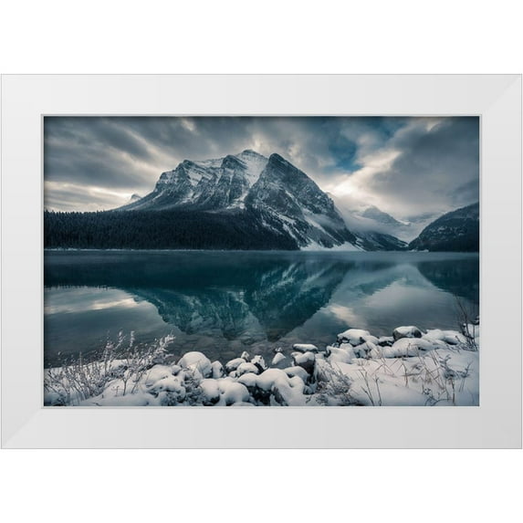 Macia, Ivan 14x11 White Modern Wood Framed Museum Art Print Titled - Sunrise At Lake Louise