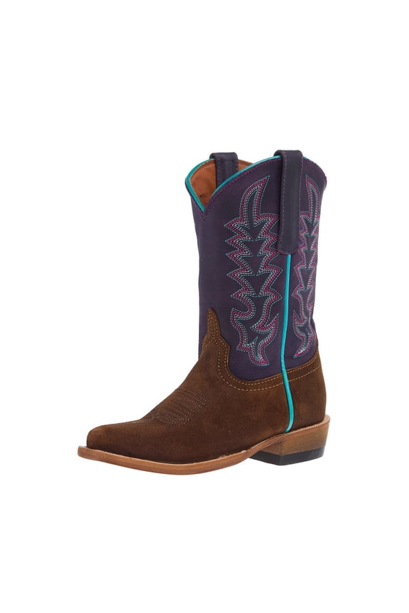Boys Macie Bean Snuff Waxy Commander and Purple Nashville Cutter Toe Boot 1 M Brown