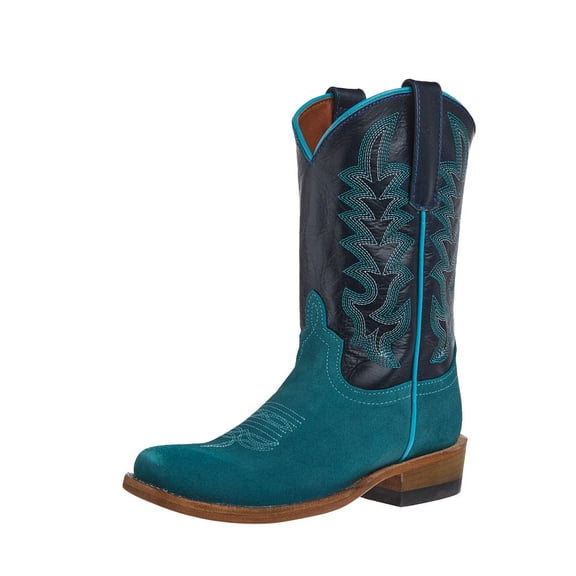 Macie Bean Boys Macie Bean Turquoise Suede and New Orleans Cutter Toe Boot 4 M Blue