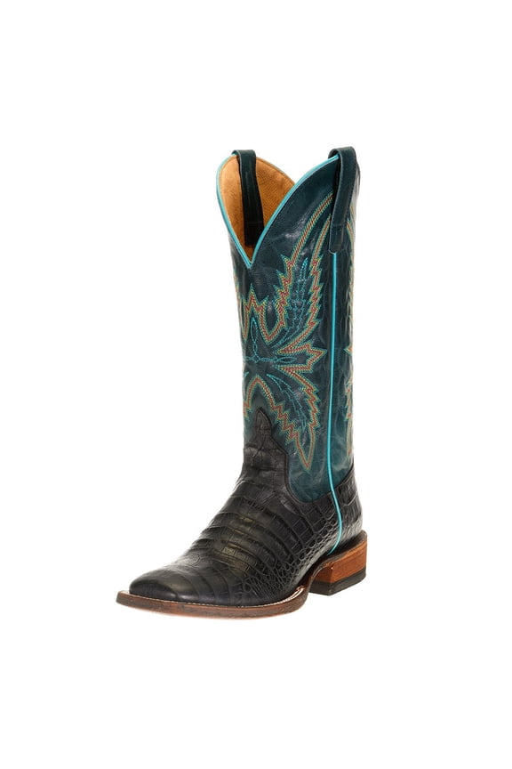 Women's Bite In Shining Armor Caiman Print Leather Western Boot Blue 7 M US