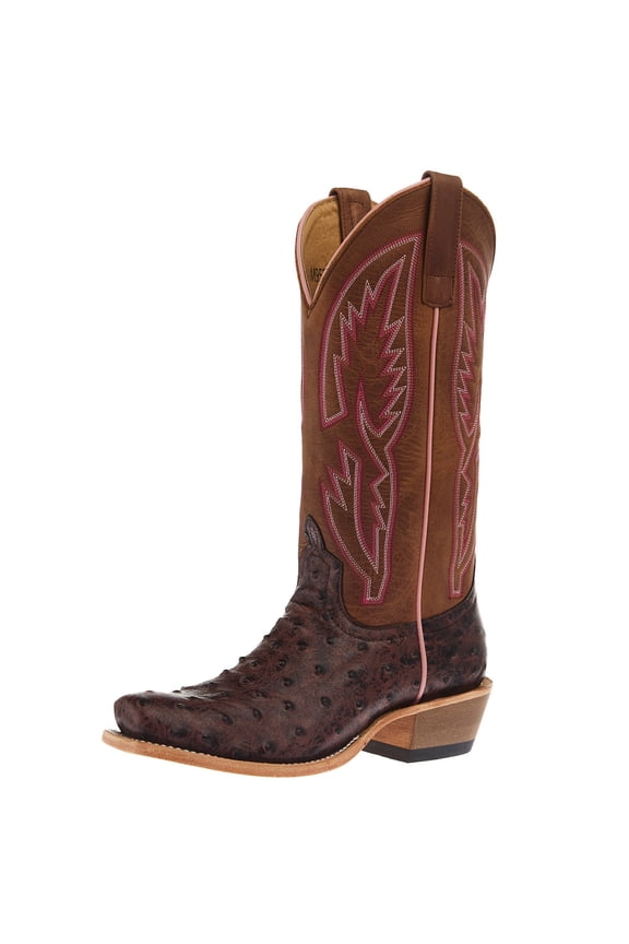 Womens Women`s MB Antique  Ostrich Print Vamp 13In Tan Mad Cat Top Boot 9 M Brown