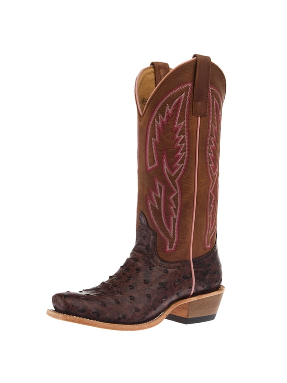 Womens Women`s MB Antique Ostrich Print Vamp 13In Tan Mad Cat Top Boot 9 M Brown