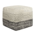 thumbnail image 1 of Simpli Home Macie 18 inch Wide Boho Square Pouf in Grey and White PET Polyester, 1 of 6