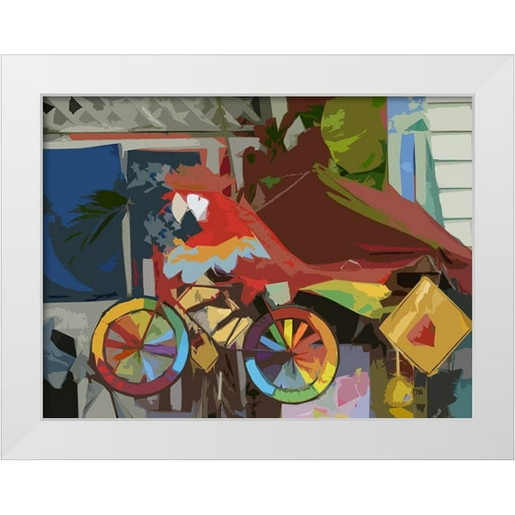 Mack 32x25 White Modern Wood Framed Museum Art Print Titled - Key West Parrot