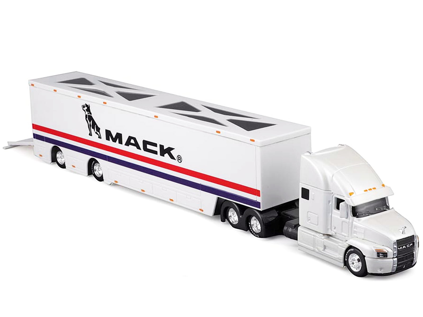 Mack Anthem Enclosed Car Transporter "Mack" White with Red and Blue Stripes "Custom Haulers ...