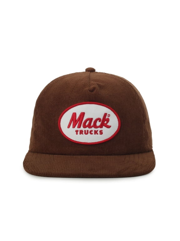 Brown Corduroy 5-Panel Cap – Logo Patch, Plastic Snap Closure, One Size