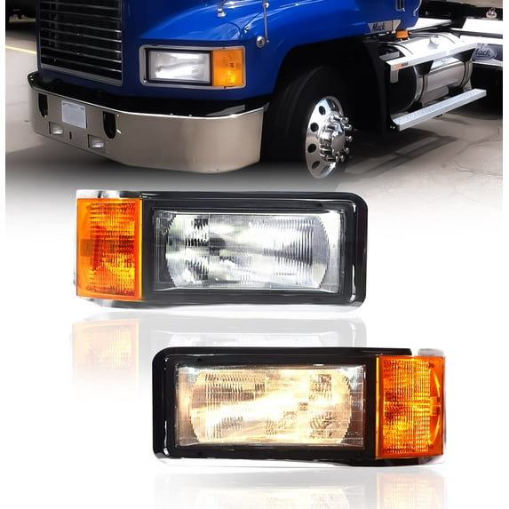 Mack CH 600 CH600 1990 - 2006 Pair Set Headlight with Corner Turn Bulb 25154252
