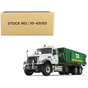 Mack Granite MP Waste Management Garbage Truck with Ribbed Roll-Off Container White 1/34 Diecast Model by First Gear