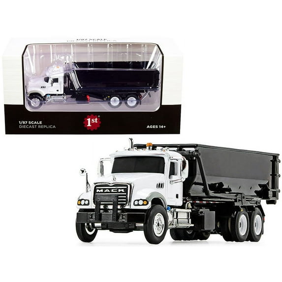 1/87 Mack Granite, White, Tub Style Roll Off Container by First Gear 80-0343