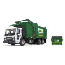 Mack LR "Waste Management" Refuse Garbage Truck w/Front Loader White and Green w/Trash Bin 1/34 Diecast Model by First Gear