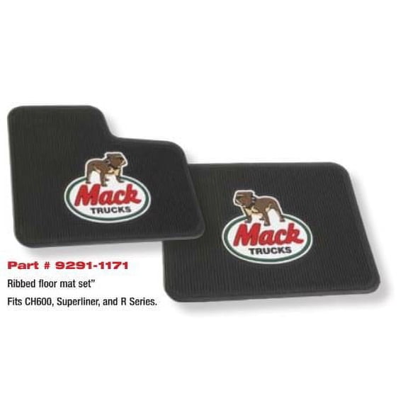 Mack Truck OEM Black Rubber Floor Mats / Dog Logo - CH600 Superliner & R Series