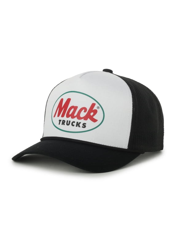 Trucks Logo Structured Mesh Back Trucker Hat, White & Black, Adjustable Snapback