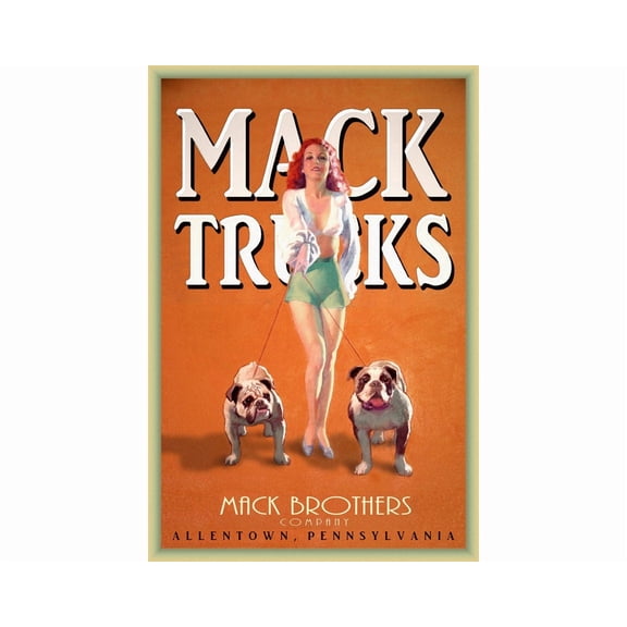 Mack Trucks Bulldogs Allentown Pennsylvania Poster, Retro Pin Up Art Print