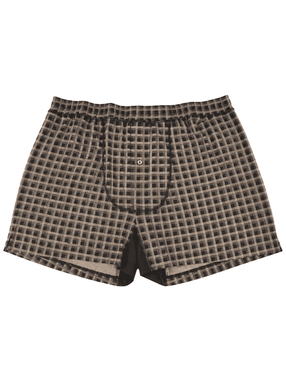 Men's Black Ginghemmed Boxer,XXL