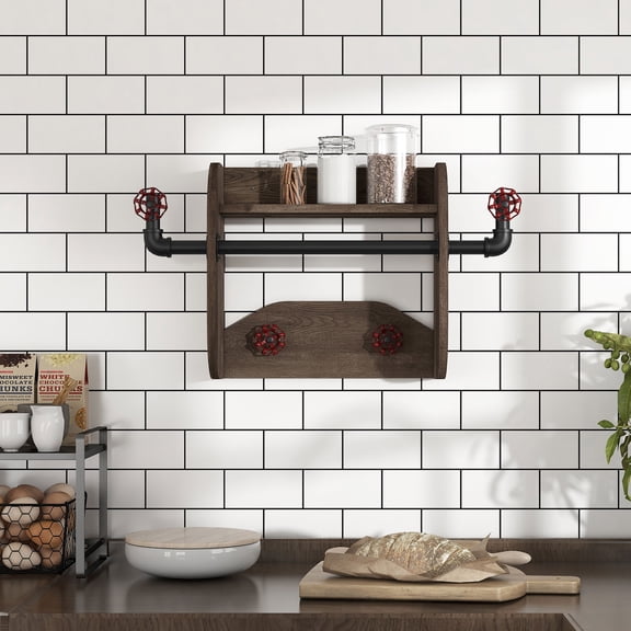 Mack Wood Reclaimed Oak Decorative Wall Rack with 4-Hook